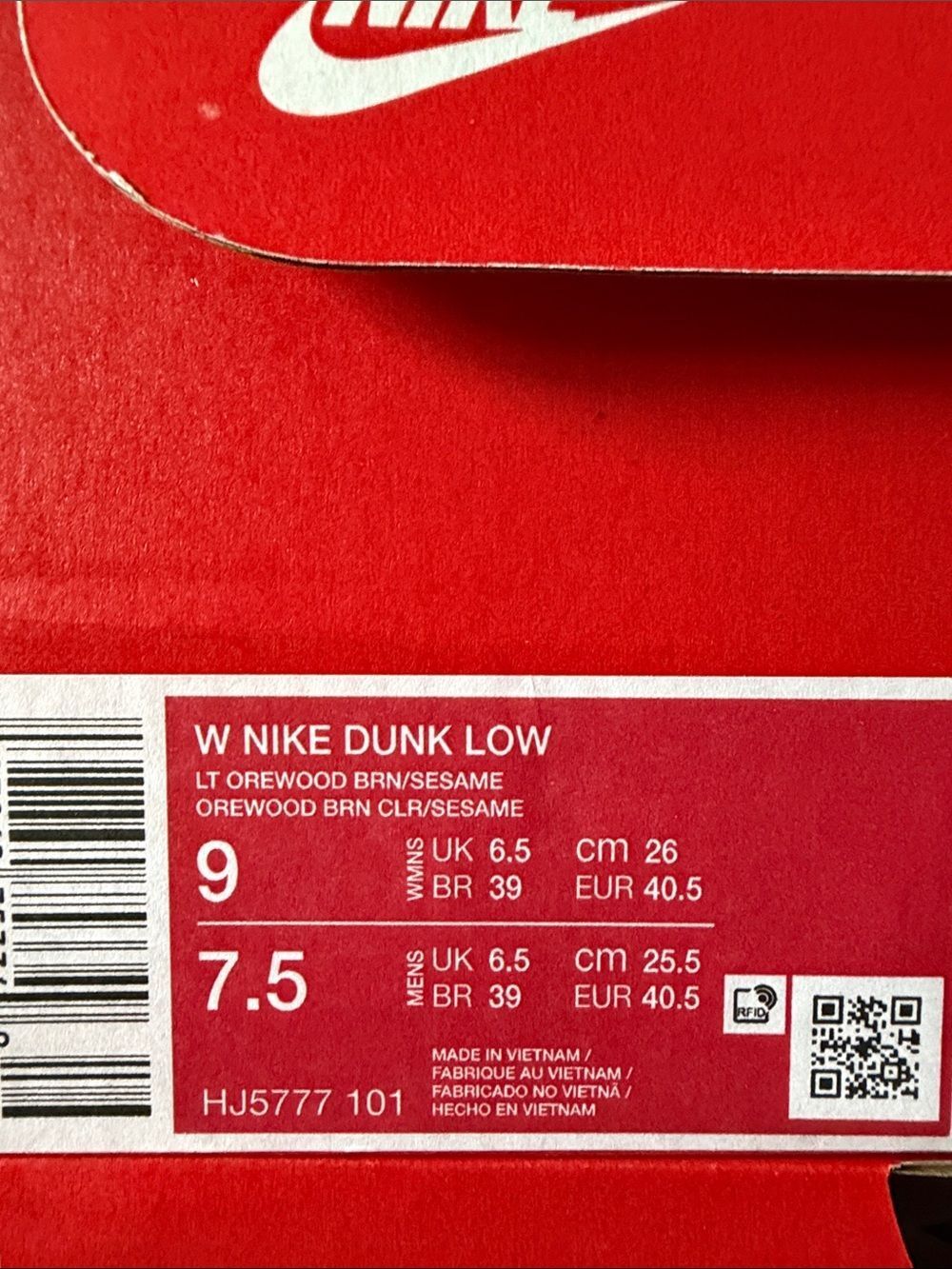 Nike Dunk Low Sesame Brown HJ5777-101 Women’s Size 9 - Picture 6 of 6
